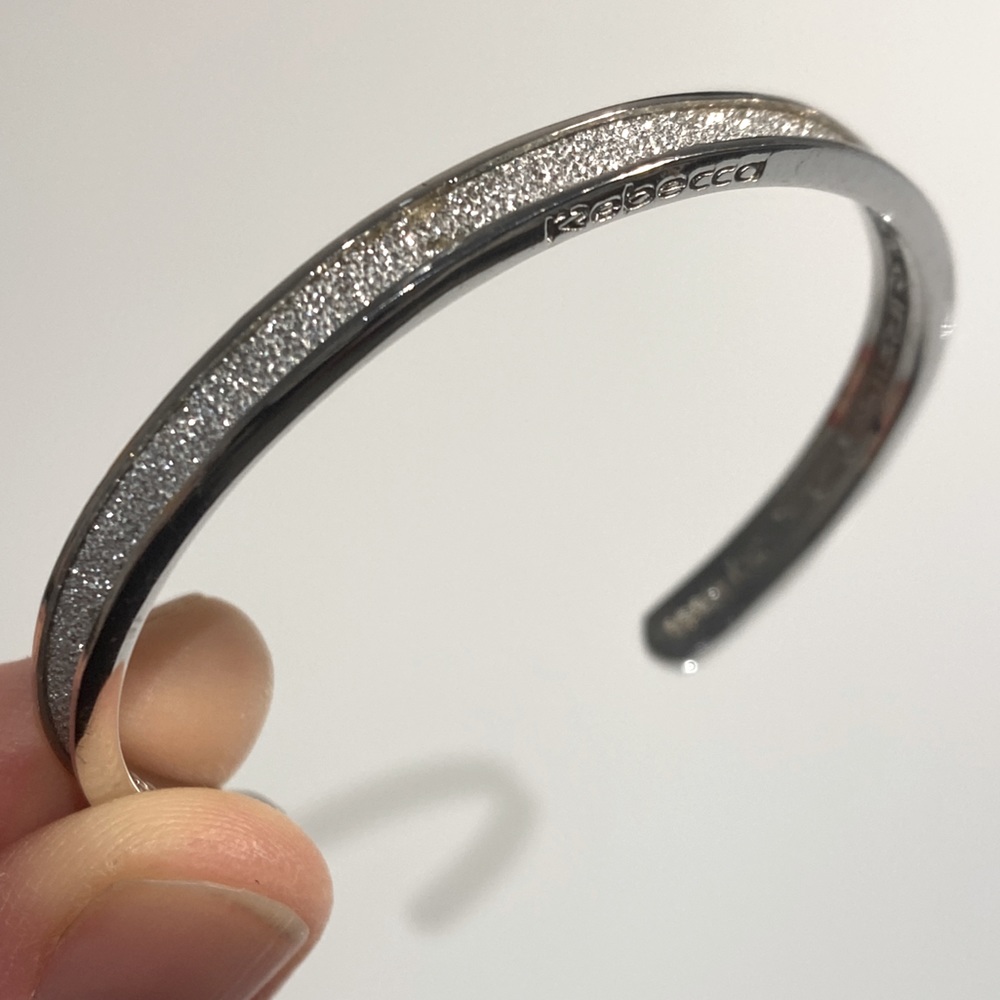 Rebecca Jewellery Stainless Steel with Silver Glam Bracelet Cuff Made in Italy